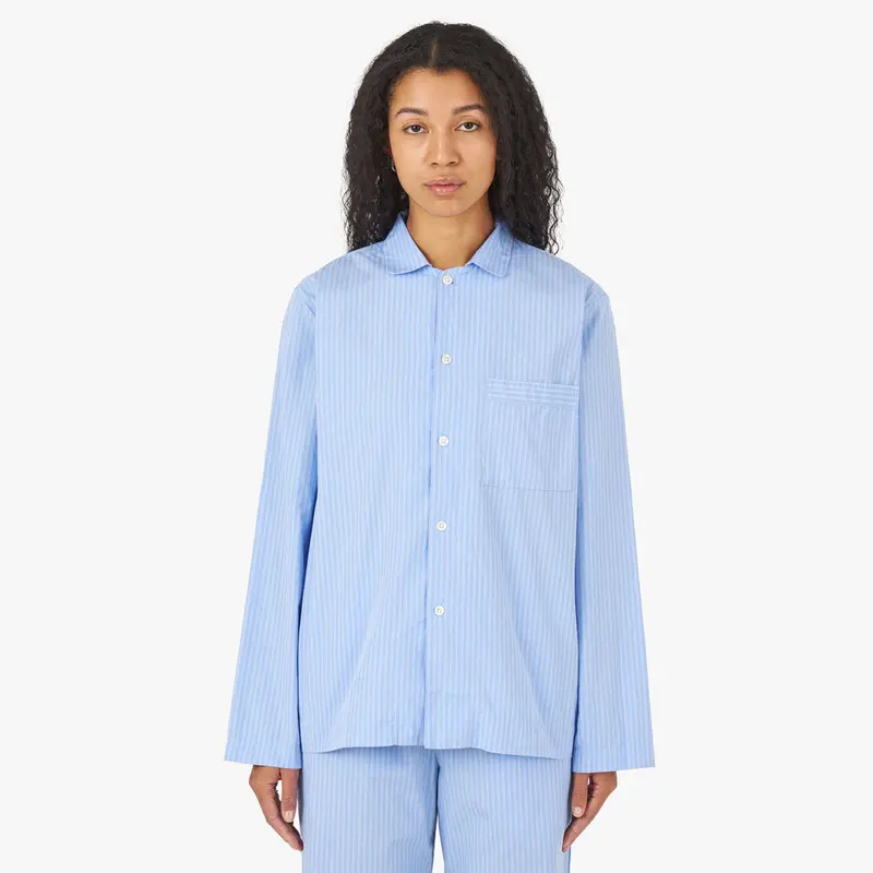 Tekla Poplin Long Sleeve Shirt / Pin Stripes 1
