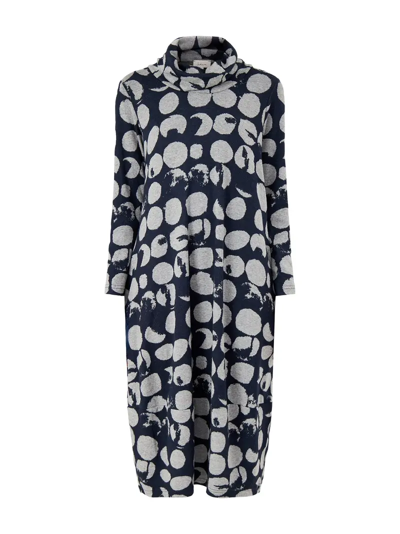 Textured Brushed Spot Jersey Dress Blue 1