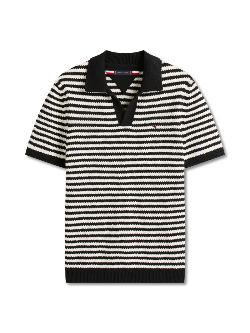 Textured Knit Polo Shirt 1