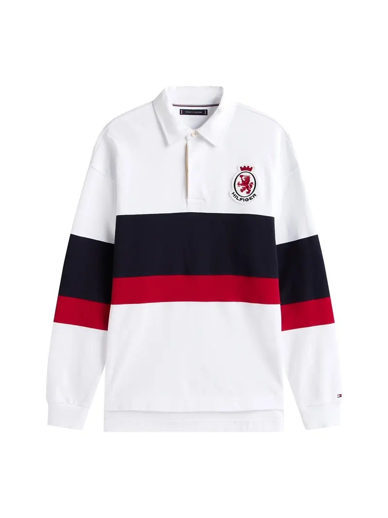 Th Crest Appliqué Relaxed Rugby Shirt White 1