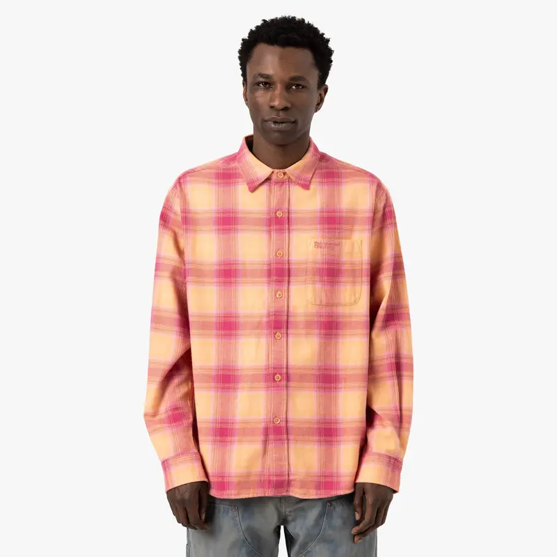 Thisisneverthat Shadow Plaid Flannel Shirt / Pink 1