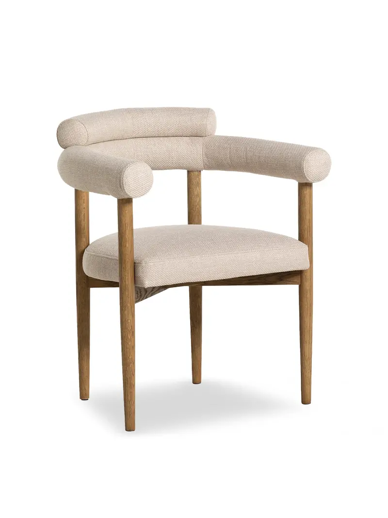 Torr Cream Fabric Curved Dining Chair 1
