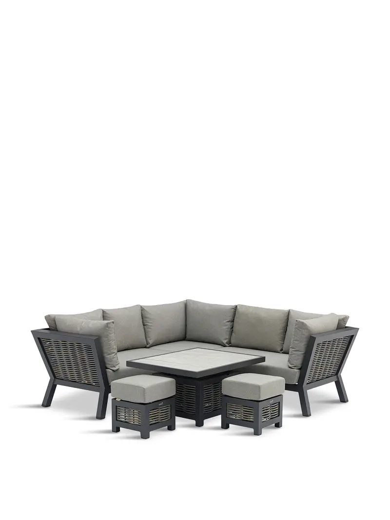 Tuscan 8-Seater Wicker Garden Corner Sofa Set Grey 1