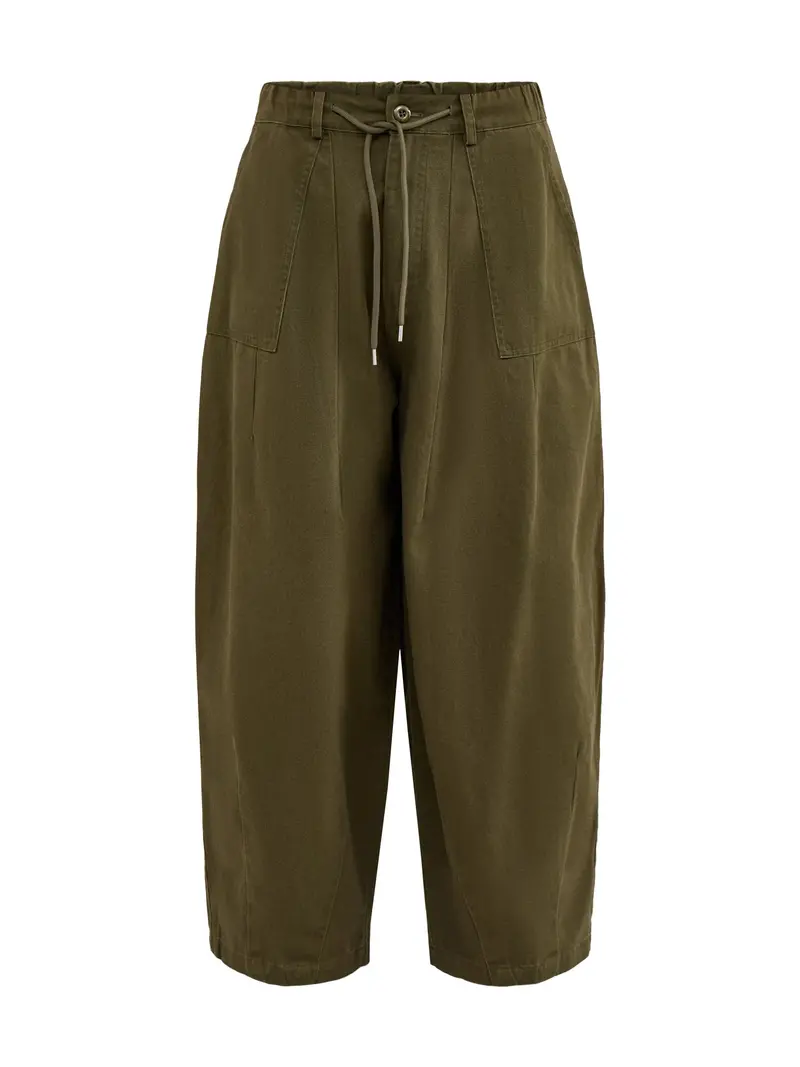 Twill Balloon Trousers Olive 1
