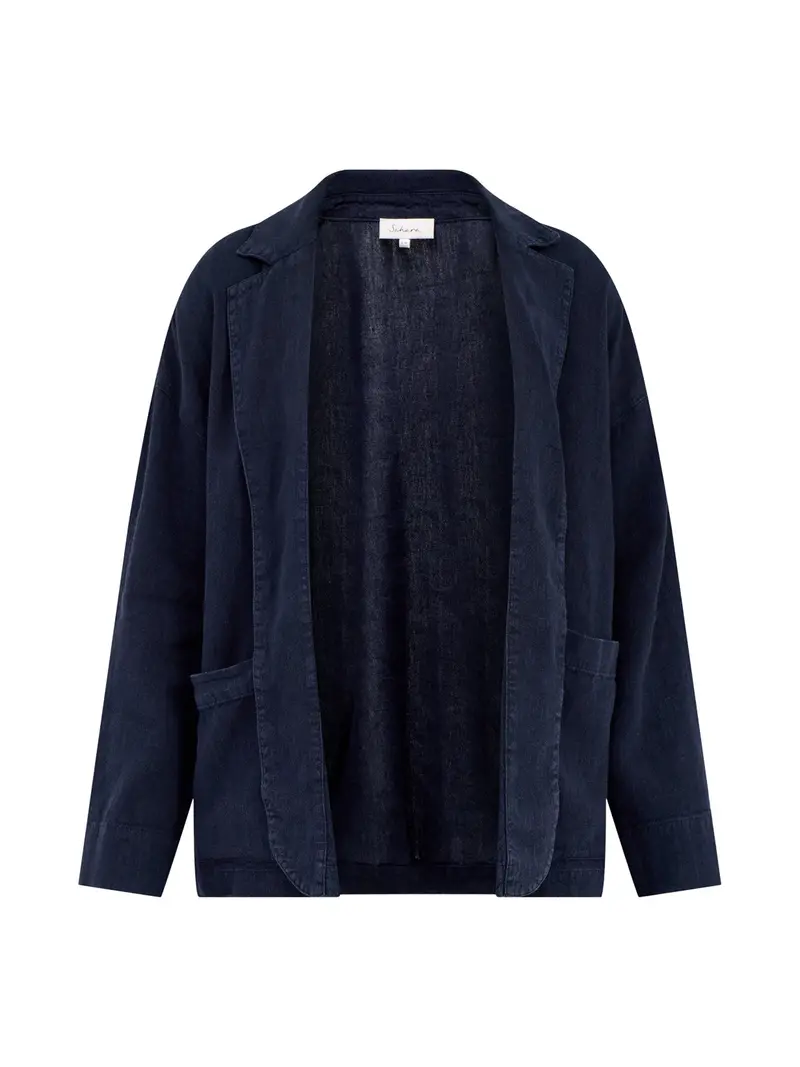 Twisted Linen Jacket Navy 1