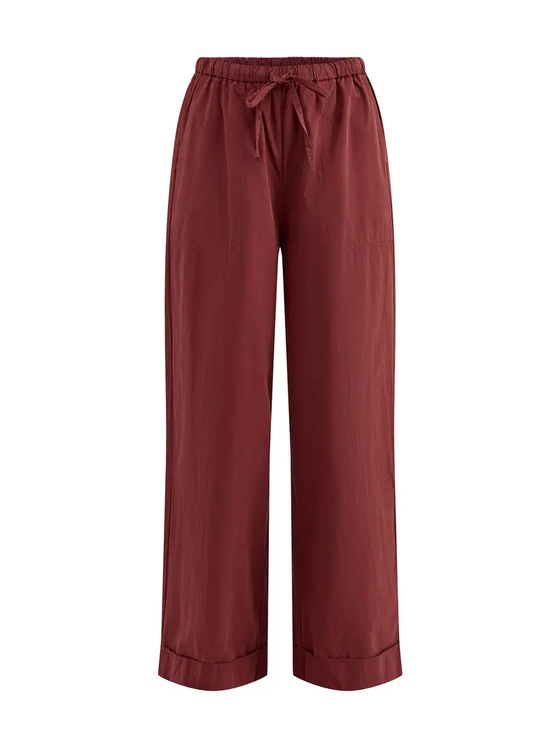 Uluna Wide Leg Trousers Burgundy 1