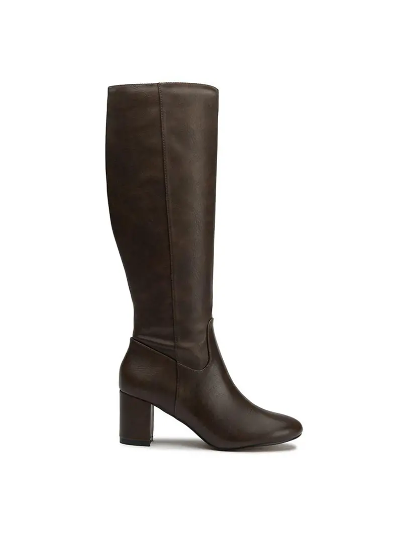 Vegan Avocado Knee High Boots Brown 1