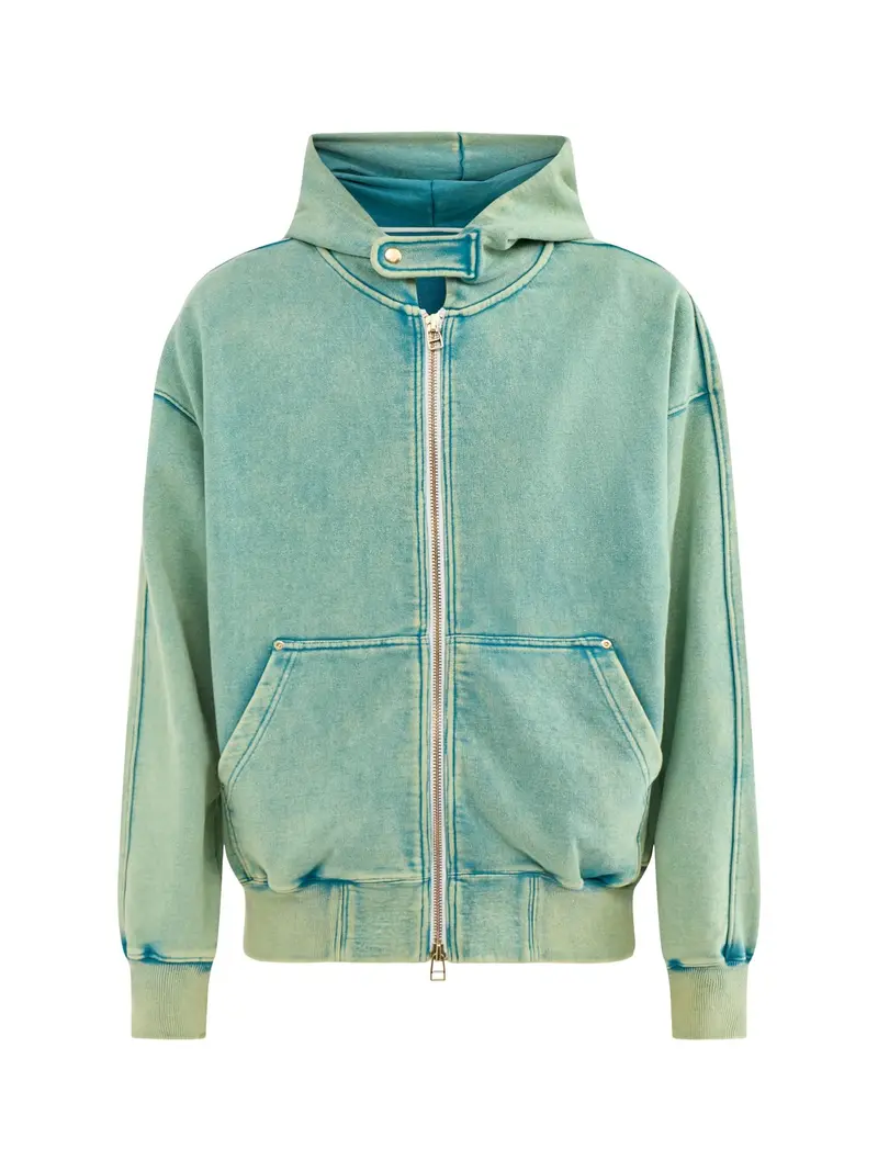 Vintage Dyeing Zip Parka Blue 1
