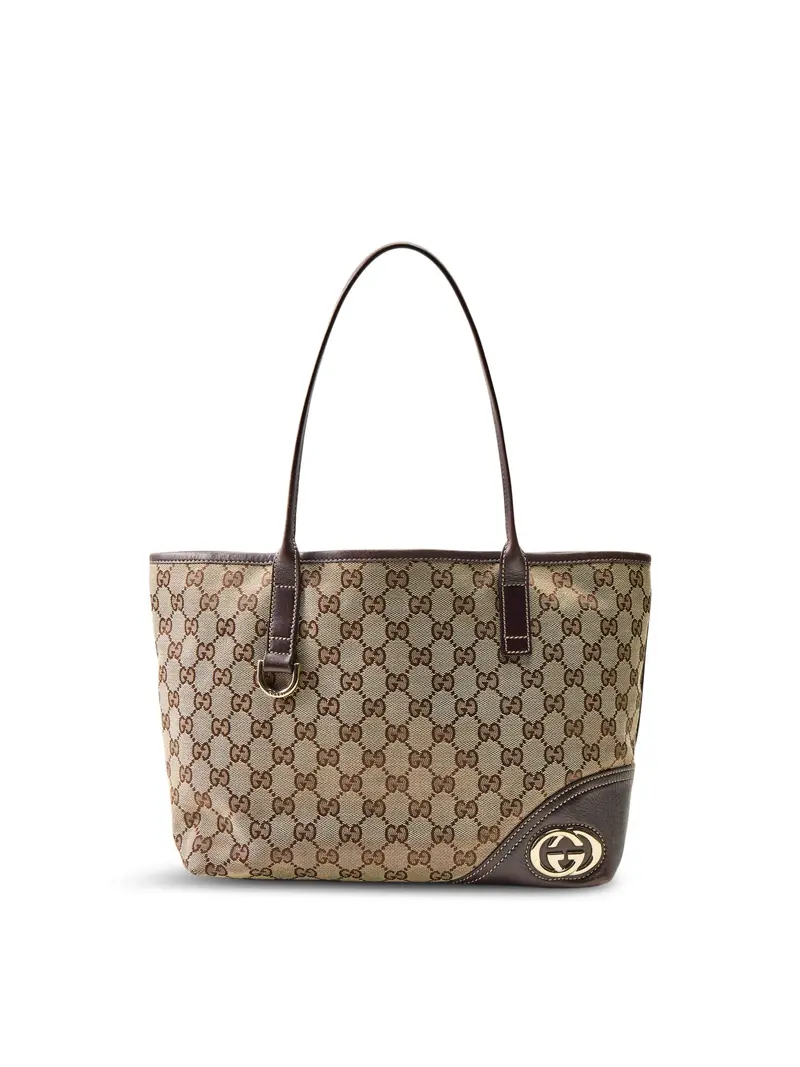 Vintage Gucci Canvas Britt Tote Bag Brown 1