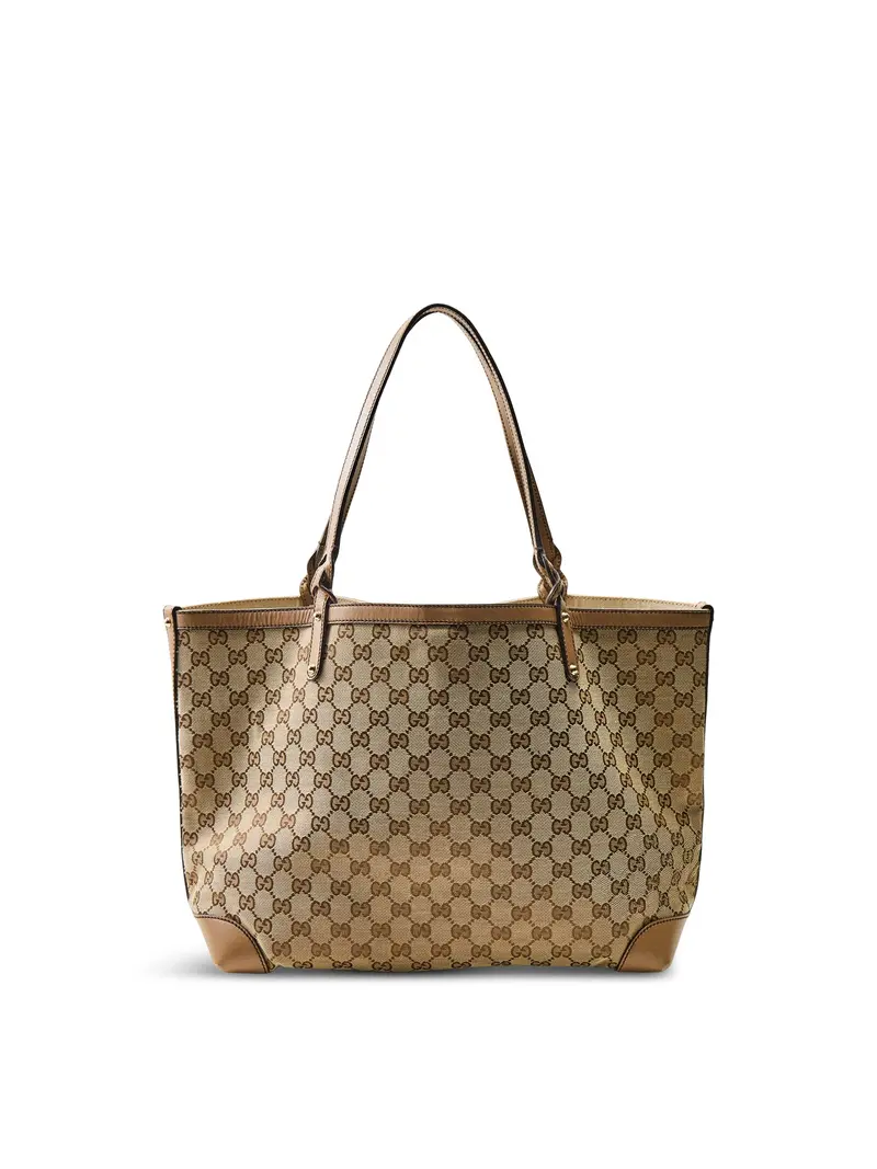 Vintage Gucci Canvas Craft Tote Bag Brown 1