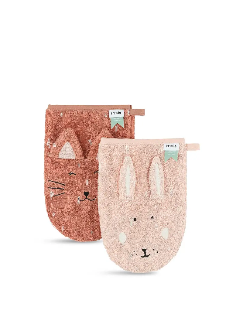 Washcloths 2 Pack Mrs. Cat Mrs. Rabbit 1
