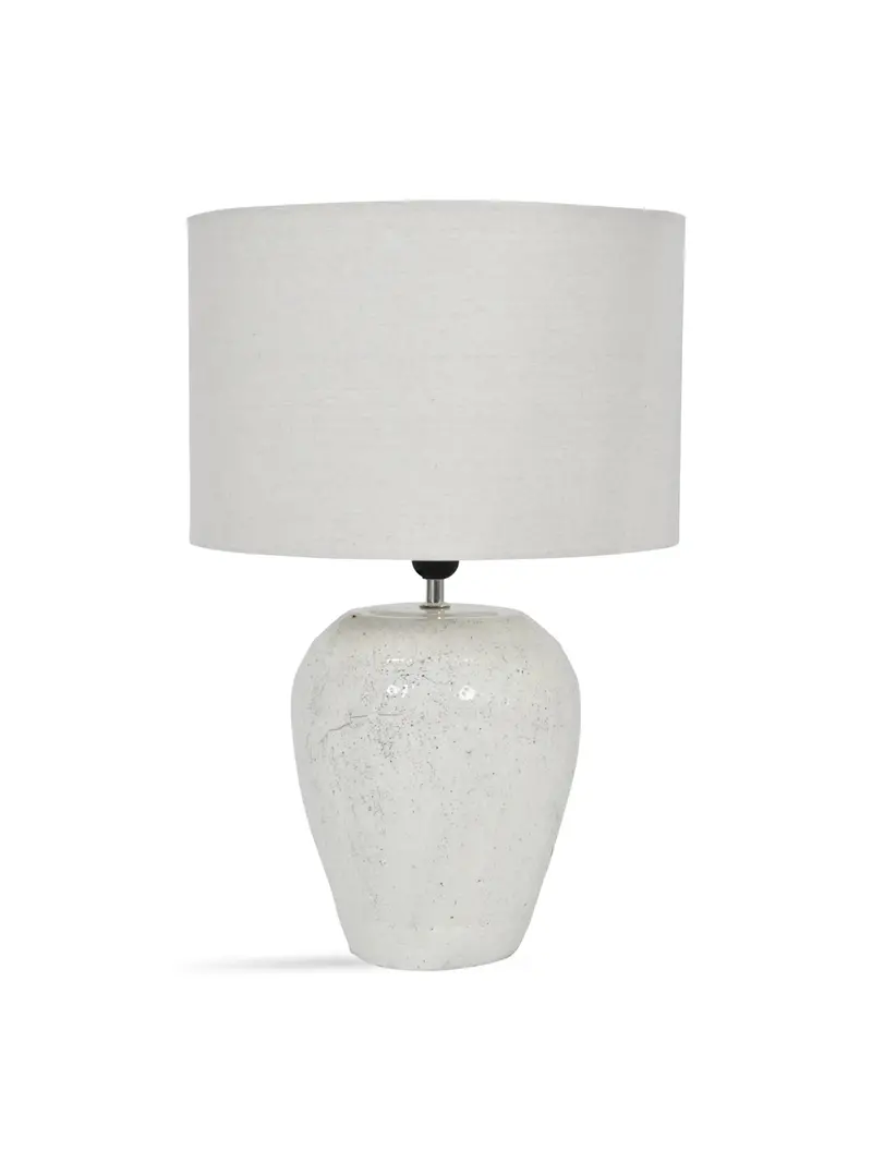 White Speckle Terracotta Table Lamp With Shade 1