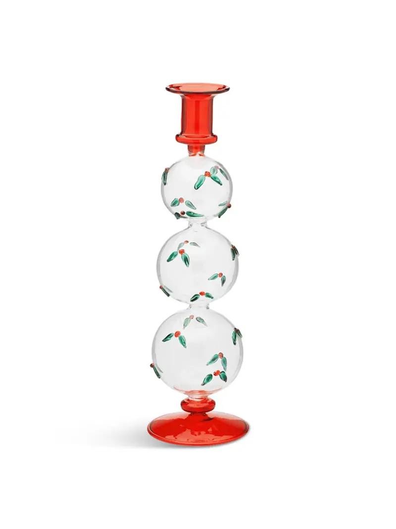 Winter Berries Bubble Christmas Candle Holder 1