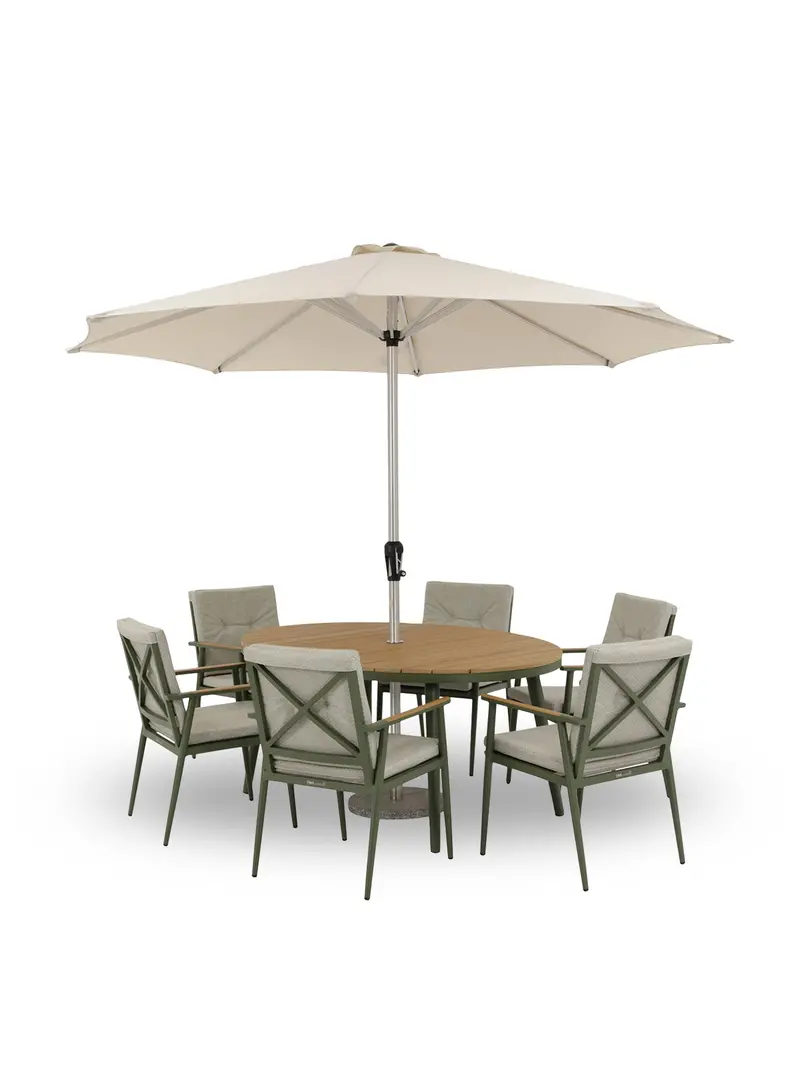 Wisley 6-Seater Garden Dining Set Sage 1