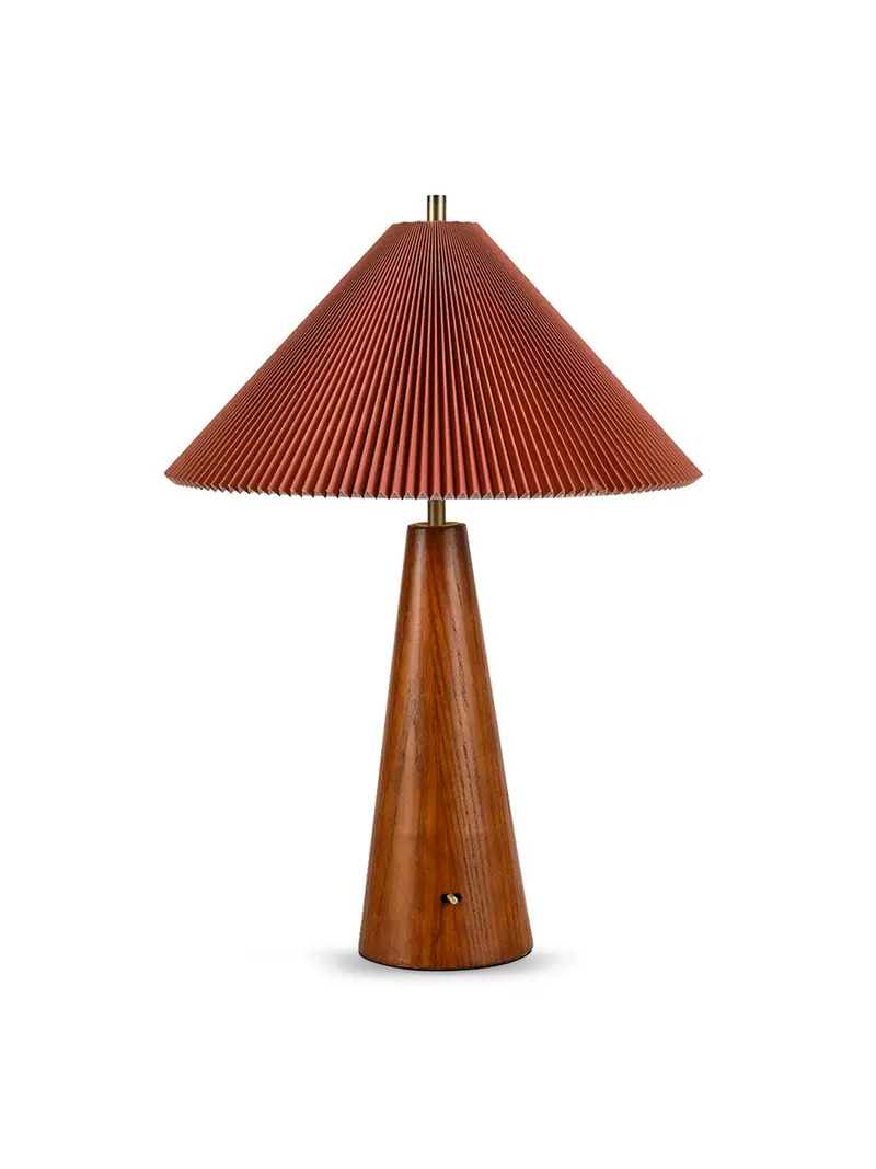 Woodland Table Lamp Rust Pleat/Wood 1