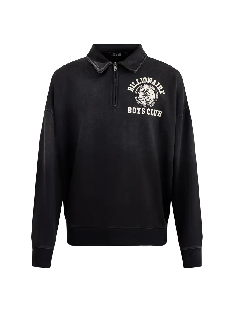World College Washed Quarter Zip Sweatshirt Black 1