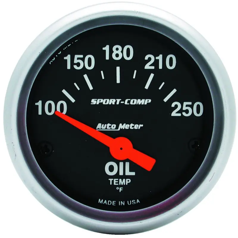Autometer Sport-Comp Oil Temperature Gauge – 2-1/16", Electric, 100–250°F Range 1