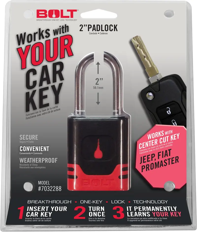 Bolt Jeep Center-Cut Padlock – Heavy-Duty Steel, Vehicle-Specific Security Lock (7032288) 1