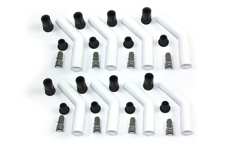 Pertronix Ceramic Spark Plug Boot Kit – 45° Angle, 8-Piece White Set (8503Ht-8) 1