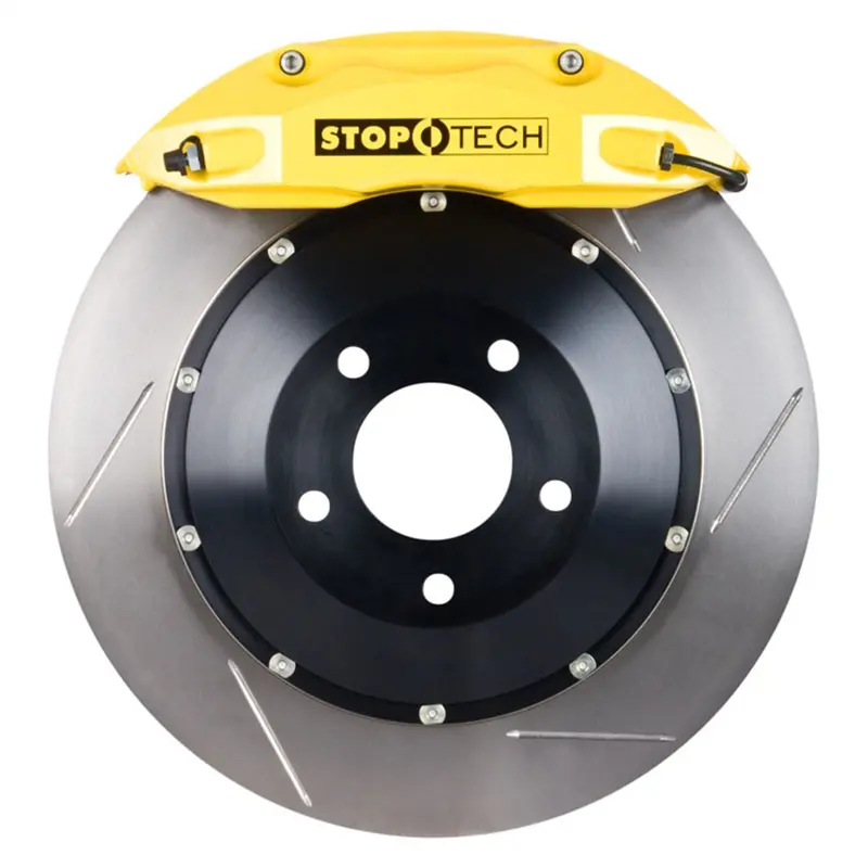 Stoptech Big Brake Kit – Front Axle Upgrade With Yellow Calipers & Zinc-Coated Two-Piece Rotors 1