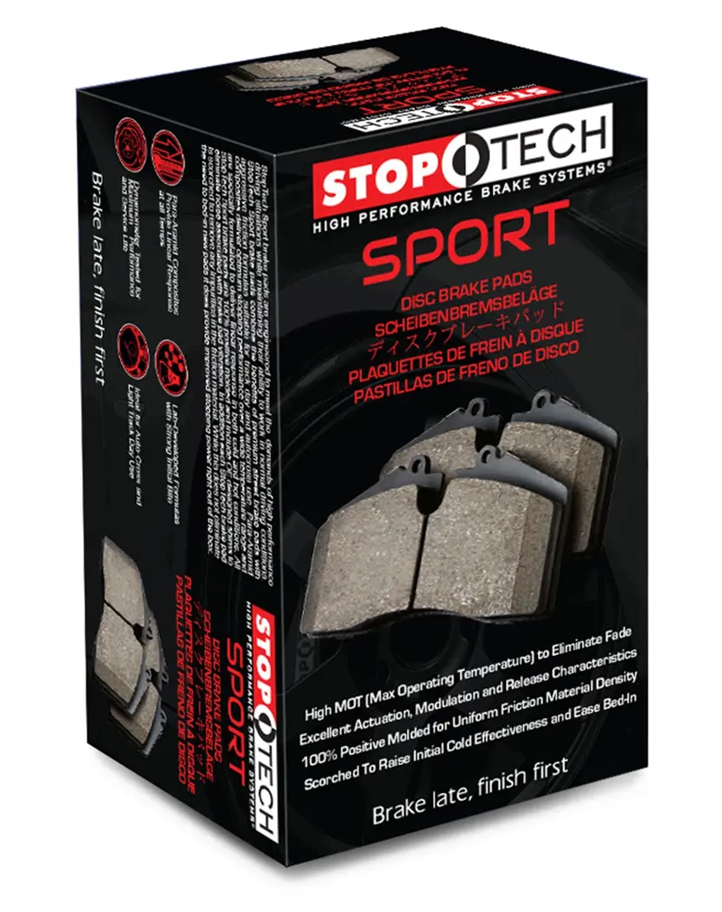 Stoptech Sport Brake Pads – Front & Rear W/ Anti-Rattle Shims & Mounting Hardware (309.09611) 1