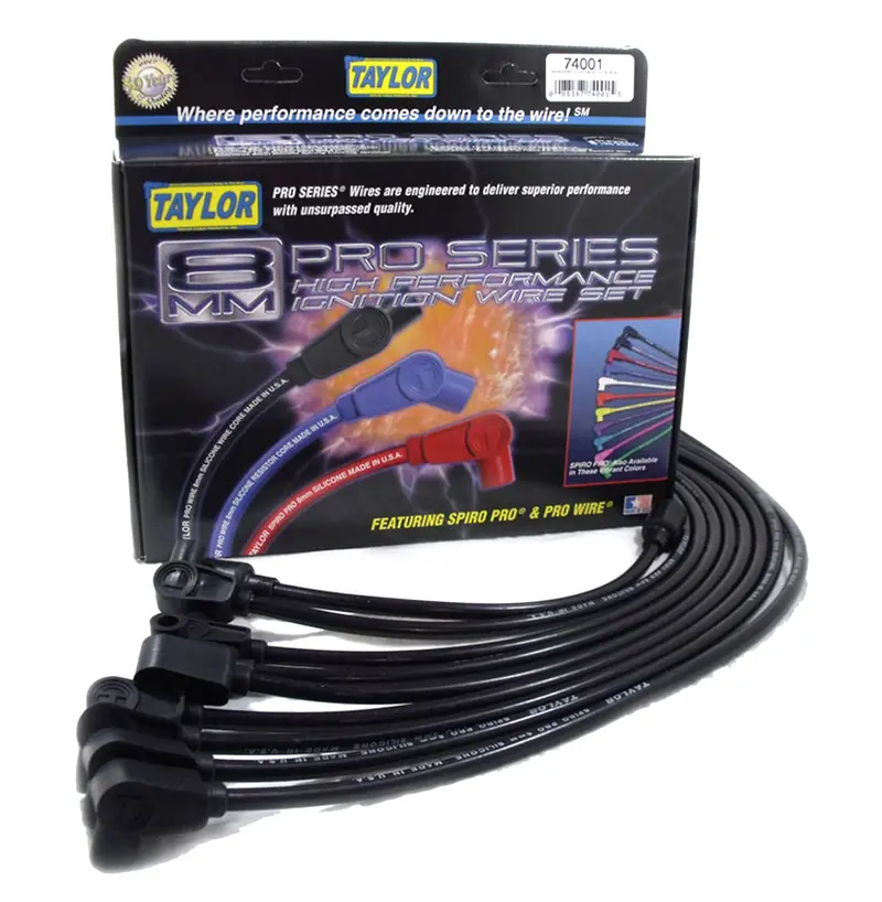 Taylor Cable 77023 Spiro-Pro 8Mm Ignition Wire Set — Black, Oe-Style Spark Plug Boots, 9.5" Length 1